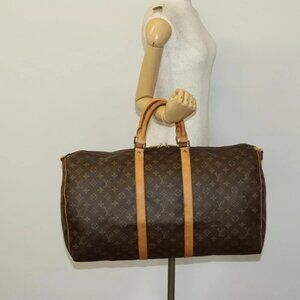 LOUIS VUITTON Monogram Keepall Bandouliere 55 Boston Bag M41414 LV Auth 137835